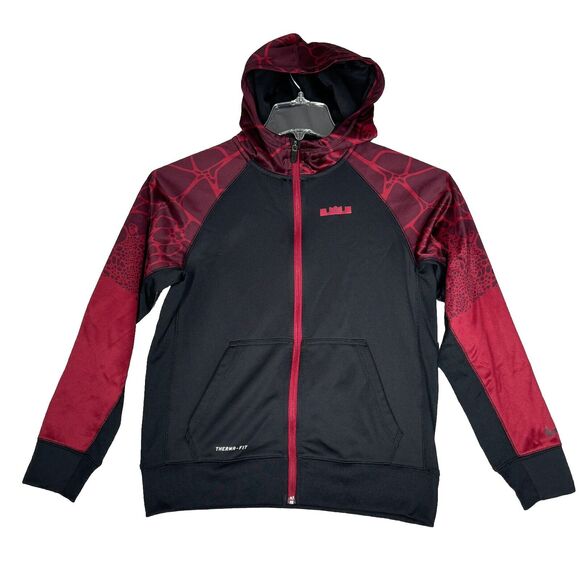 Nike Lebron James Shirt Boys Large Black Red Basketball Hoodie Sweatshirt Street - Picture 1 of 10